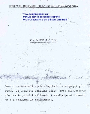 VADEMECUM DEI MILITANTI CONTRO LA REPRESSIONE. A CURA DEL COMITATO UNITARIO FORZE RIVOLUZIONARIE DI ROMA 30 GENNAIO 1970